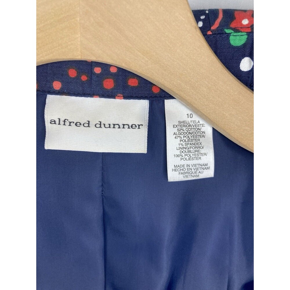 Alfred Dunner Womens Blazer Jacket 10 Navy Floral Paisley Open Front Crinkle - Picture 8 of 9